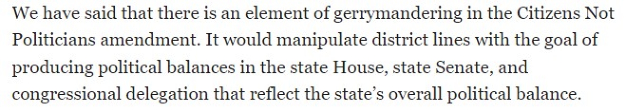 Toledo Blade Editorial Admits Gerrymandering