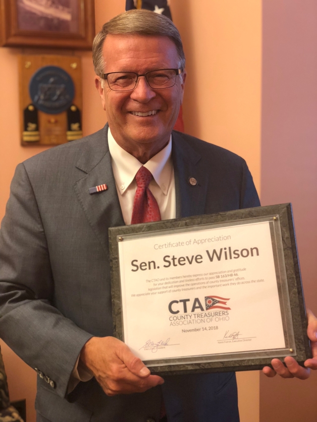 County Treasurers Recognize Wilson for Work to Ease Restrictions On Local Investments