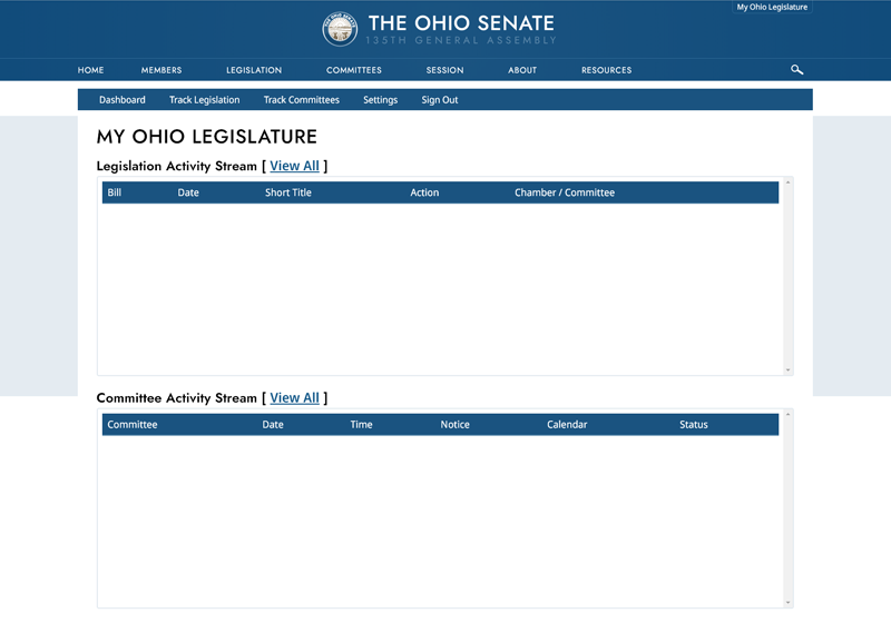 My Ohio Legislature Dashboard